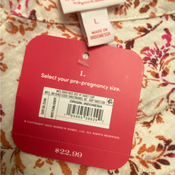 Pink & Tan Floral with white Maternity Dress/Top - Size M - Picture 4 of 4